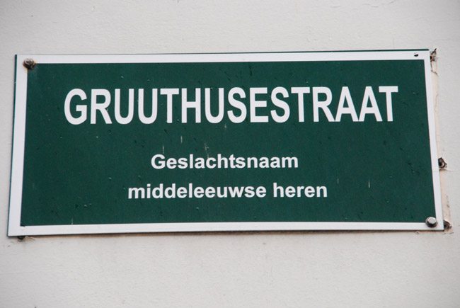 Straßenschild der Gruthuusestraat in Brügge