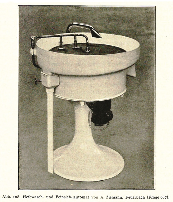 Ein Hefewaschautomat von Ziemann in einem Fachbuch von 1940 (Quelle: Archiv Fachverlag Hans Carl)