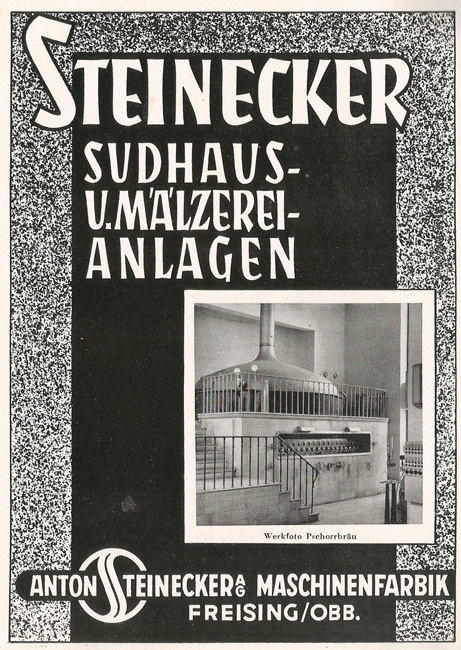Steinecker-Werbung aus dem Jahr 1949 (Quelle: Steinecker)